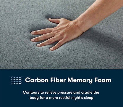 Close up of Serta iSeries NXG 1500 Hybrid Firm Mattress with hand pressing into memory foam