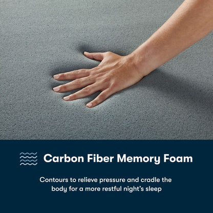 Hand pressing on Serta iSeries NXG 2500 Hybrid Plush Mattress featuring carbon fiber memory foam