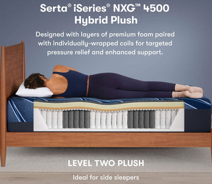 Cutout view of Serta iSeries NXG 4500 Hybrid Plush Mattress, ideal for side sleepers.