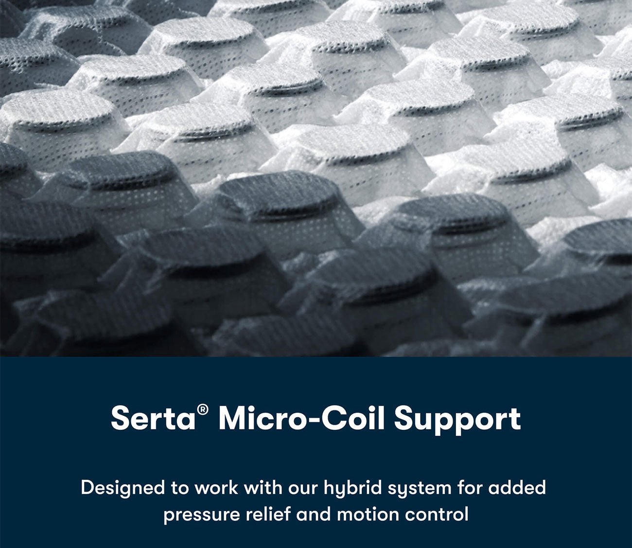 Close- up of Serta iSeries NXG 4500 Hybrid Plush Mattress coil system showcasing pressure relief and motion control.