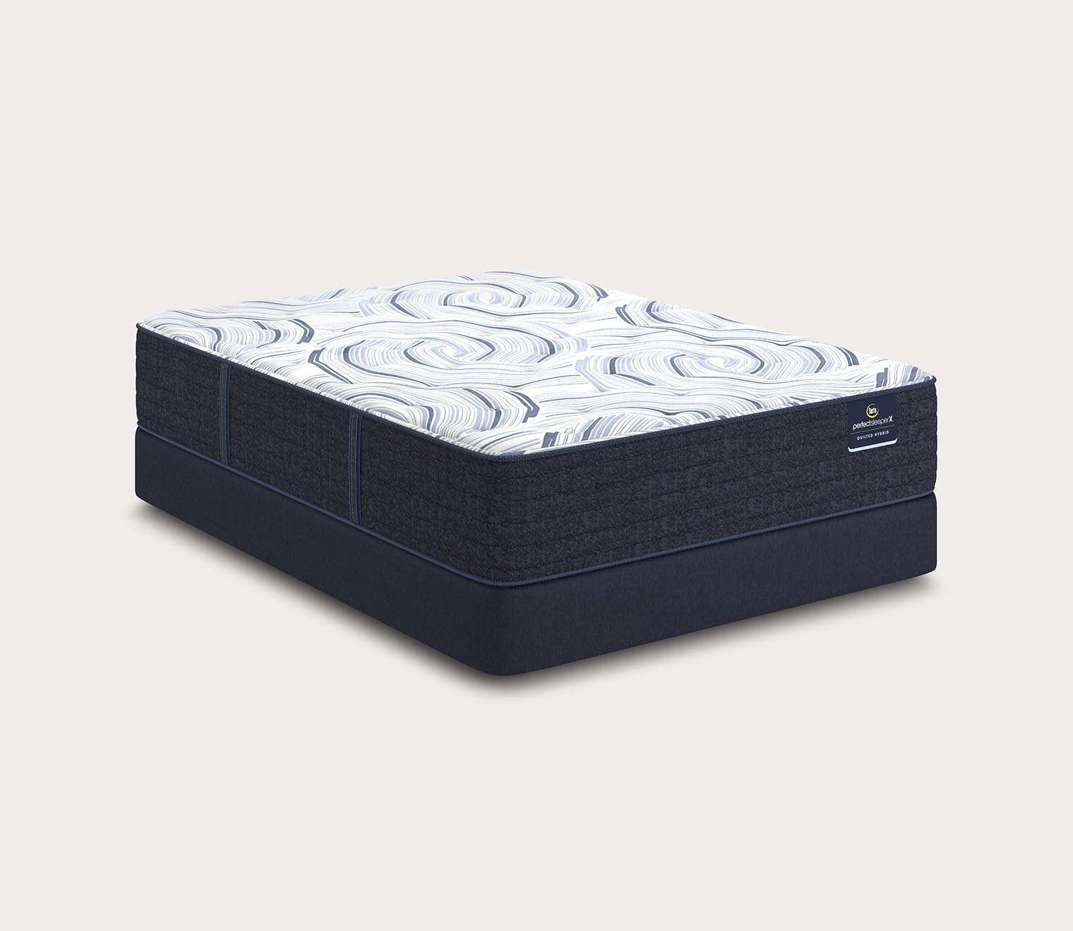 Serta Perfect Sleeper Coral Shores Quilted Plush Hybrid Mattress by Serta - silo on standard foundation.