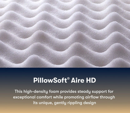Close-up of PillowSoft Aire HD foam featuring a rippled design for comfort and airflow.