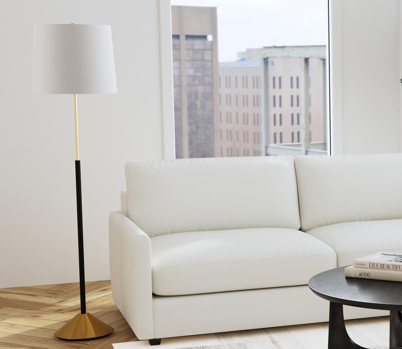 Sindi Black and Brass Floor Lamp