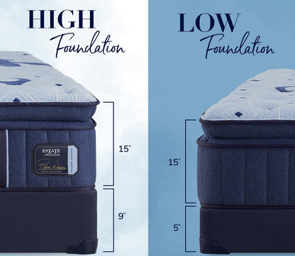 15" mattress height. Pairs with a standard 9" foundation or low profile 5" foundation.