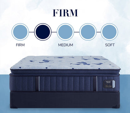 Stearns & Foster Estate Collection firm mattress with scale firmness graphic.