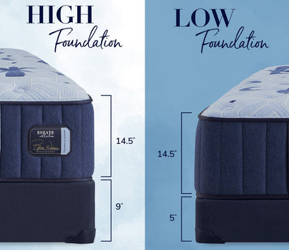 Mattress Height is 14.5" and can be paired with a standard 9" or 5" low profile foundation.