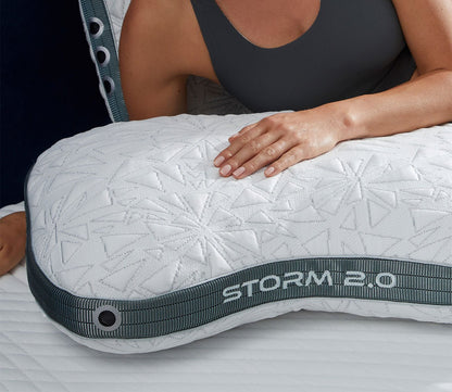 Bedgear Storm Cuddle Curve Pillow, loft 2.0, in roomscene with model