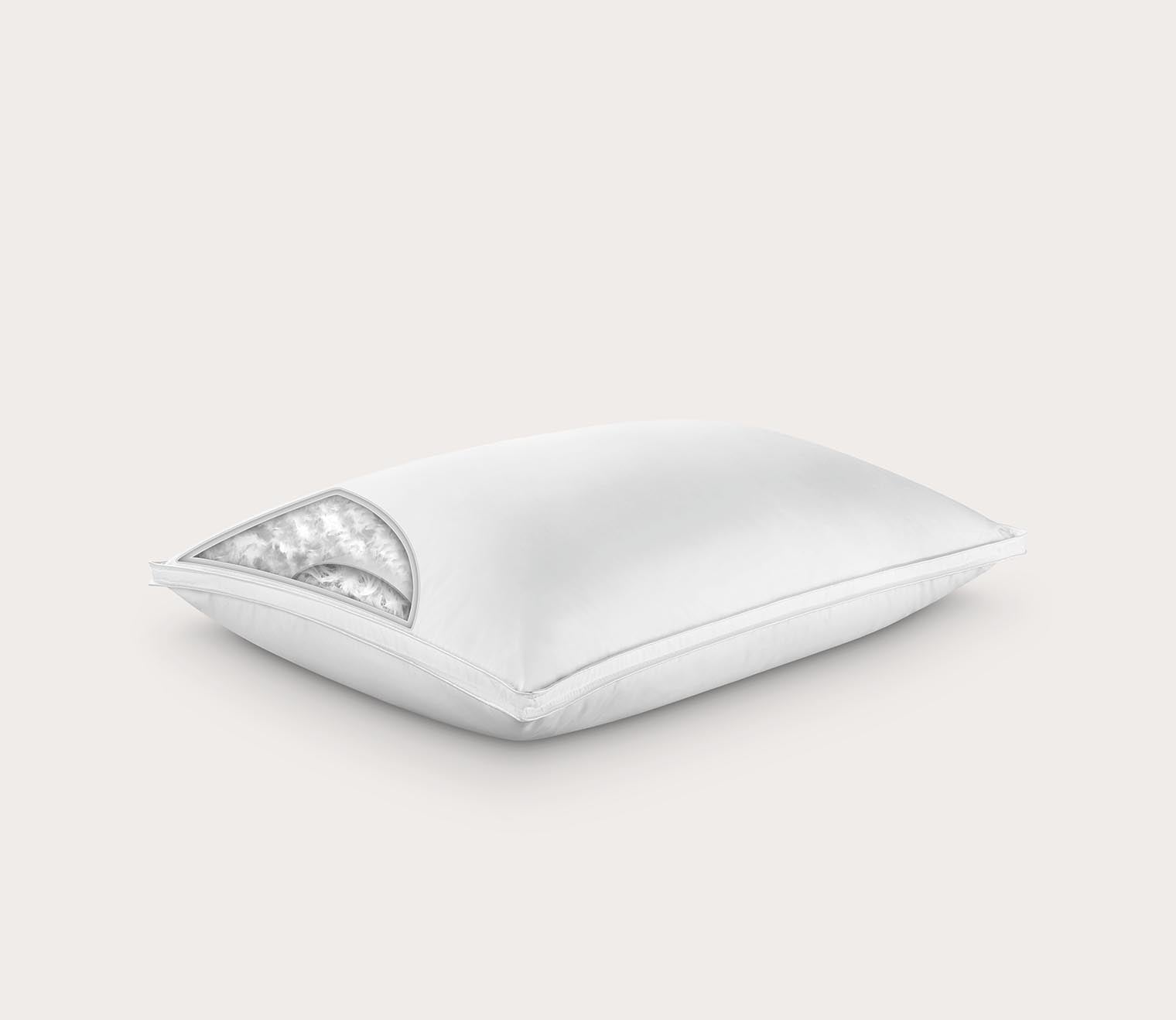 SUB-0° Down Complete Cooling Pillow by PureCare, cutout with interior fill revealed