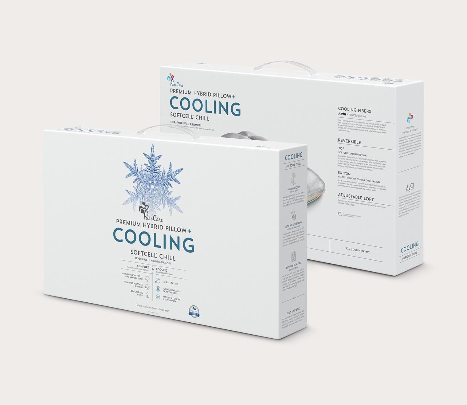 SUB-0° SoftCell Chill Hybrid Pillow by PureCare, packaging