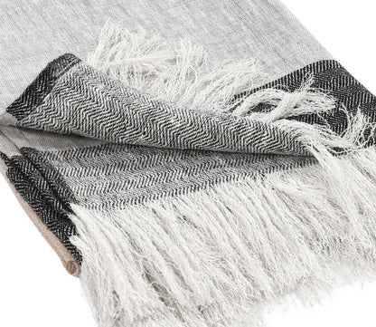 Talara Crafted Throw Blanket by Villa by Classic Home, in natural, closeup, silo