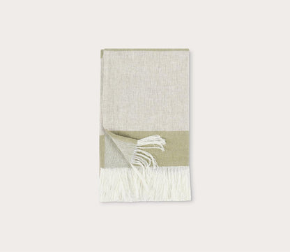 Talara Crafted Throw Blanket by Villa by Classic Home, in green, silo with fringe detail