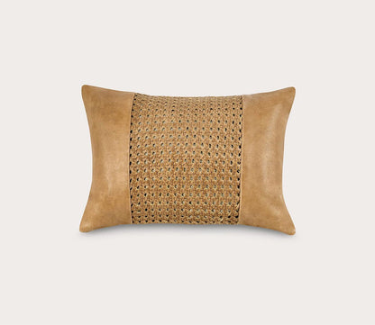 Villa by Classic Home Toscano Leather Chestnut Brown Throw Pillow