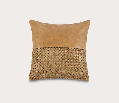 Villa by Classic Home Toscano Leather Chestnut Brown Throw Pillow