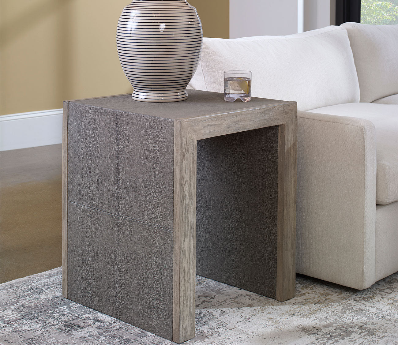 Aerina Faux Shagreen End Table