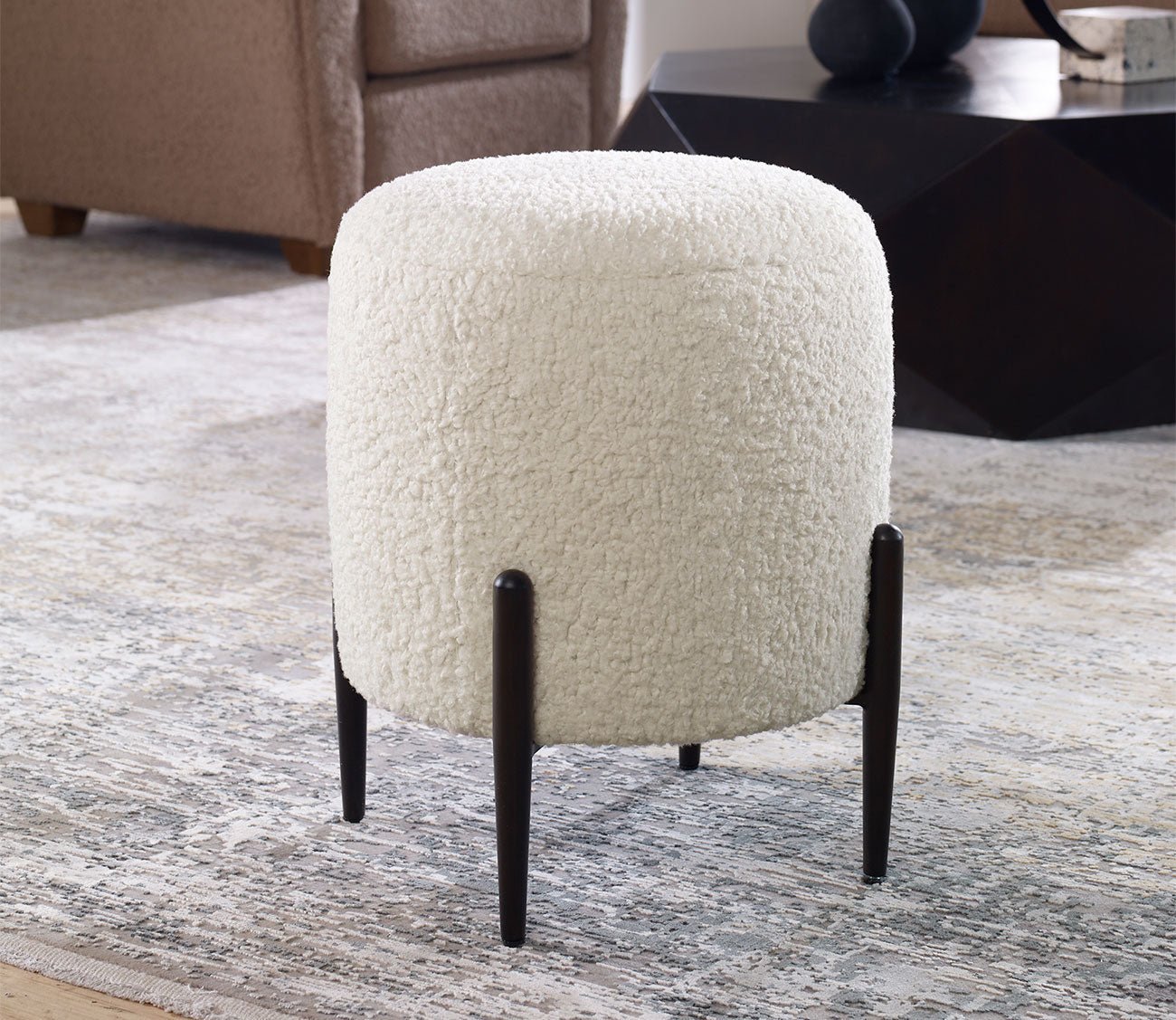 Uttermost Arles White Faux Shearling Ottoman by Uttermost