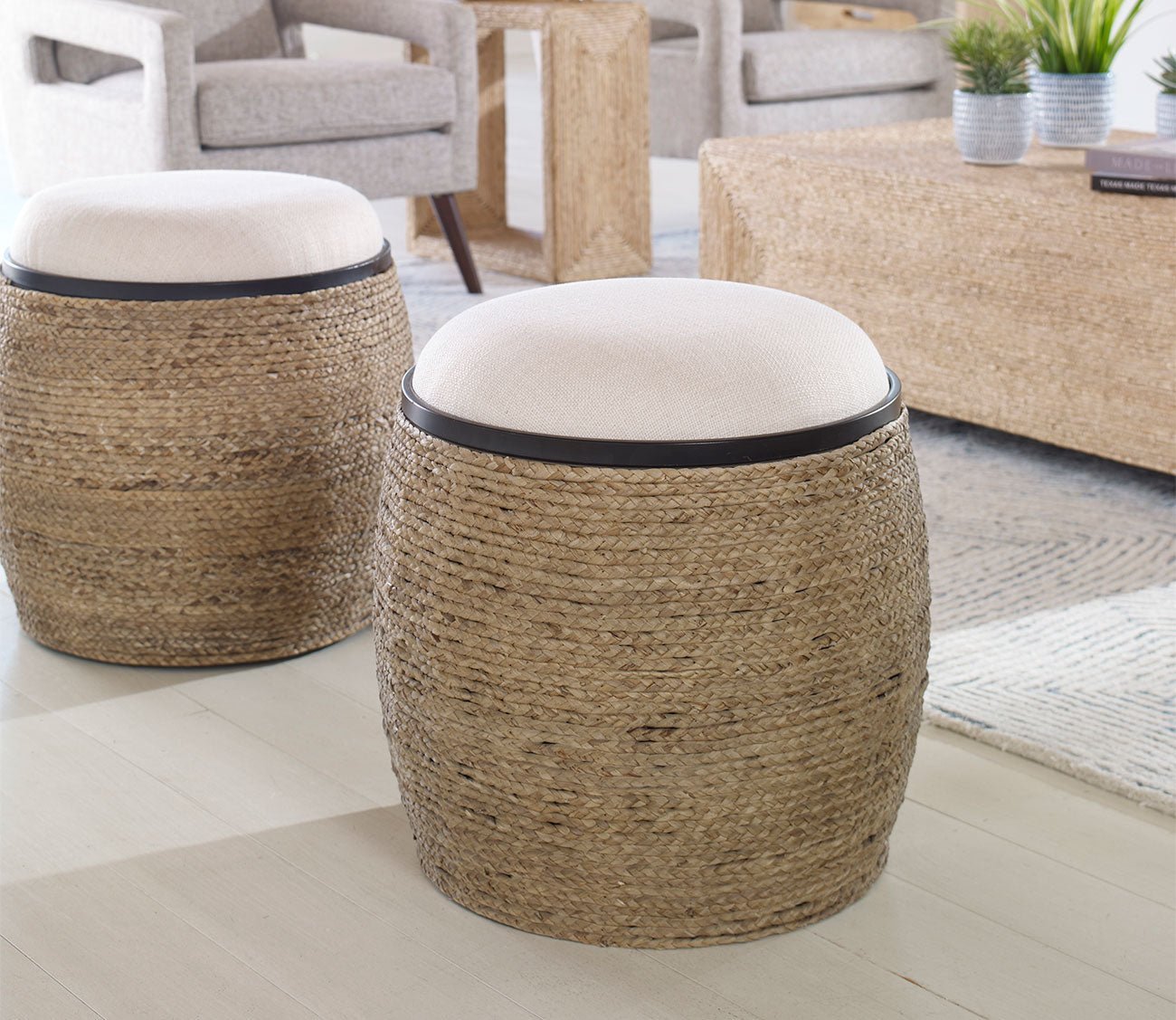Uttermost Island Straw Accent Stool by Uttermost