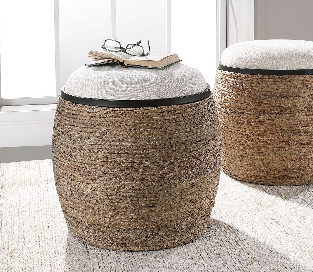 Uttermost Island Straw Accent Stool by Uttermost