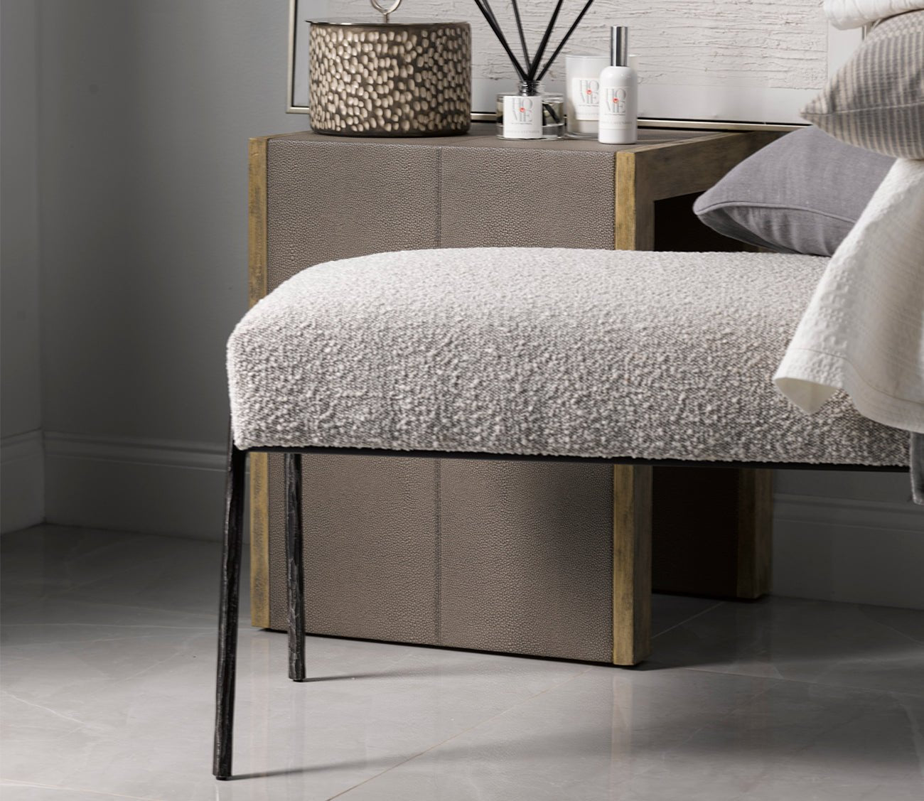 Uttermost Jacobsen Boucle Fabric Bench by Uttermost