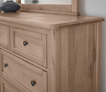 Close-up of Vaughan Bassett Woodbridge 7 - Drawer Dresser in clear maple