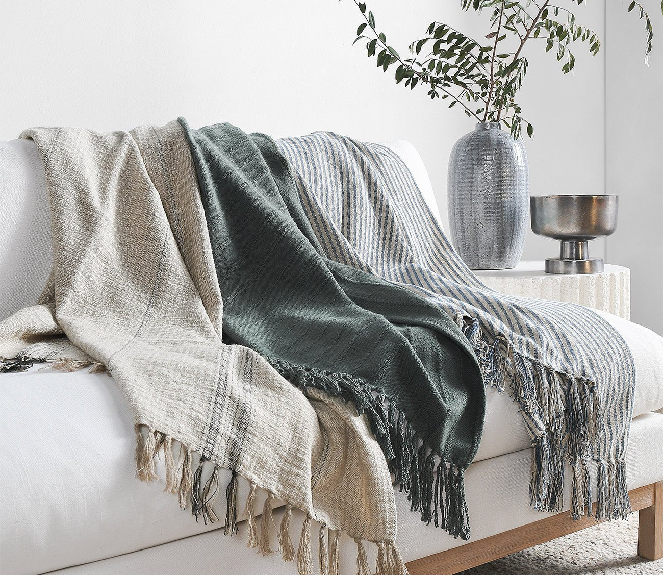 Villa by Classic Home Balboa Blue Natural Throw Blanket by Villa by Classic Home