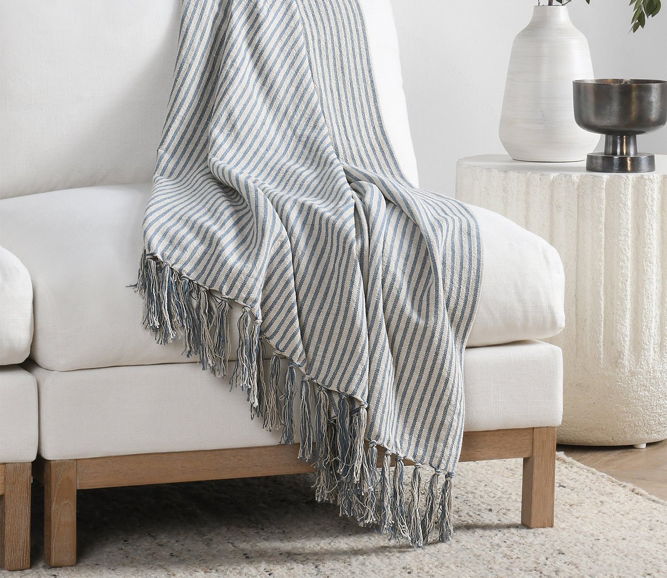 Villa by Classic Home Balboa Blue Natural Throw Blanket by Villa by Classic Home