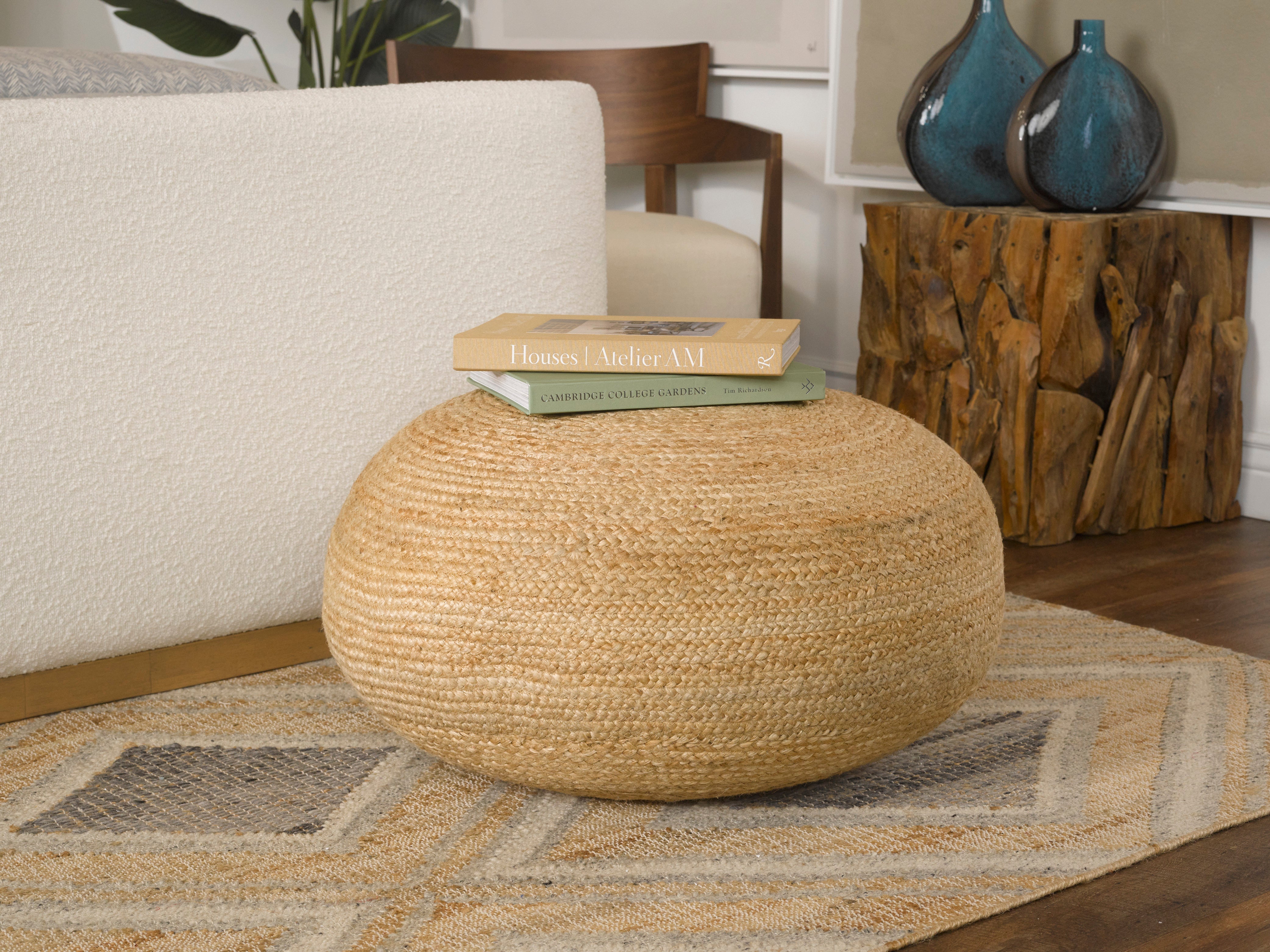 Villa by Classic Home Braga Jute Natural Pouf by Villa by Classic Home