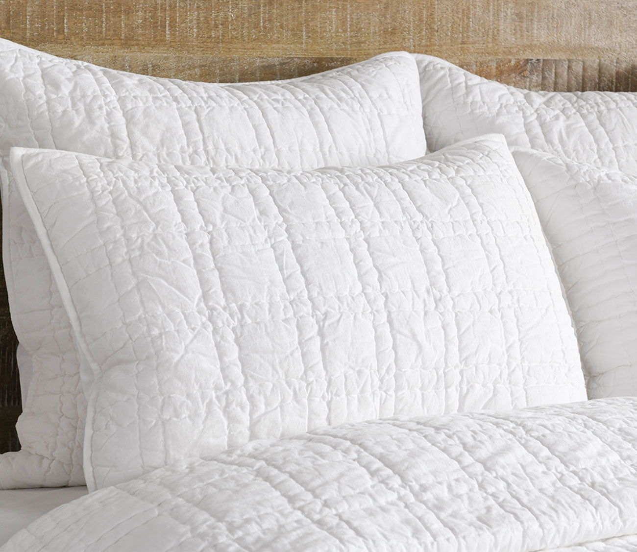 Carly White Cotton Quilted Pillow Sham with SILVADUR Tech
