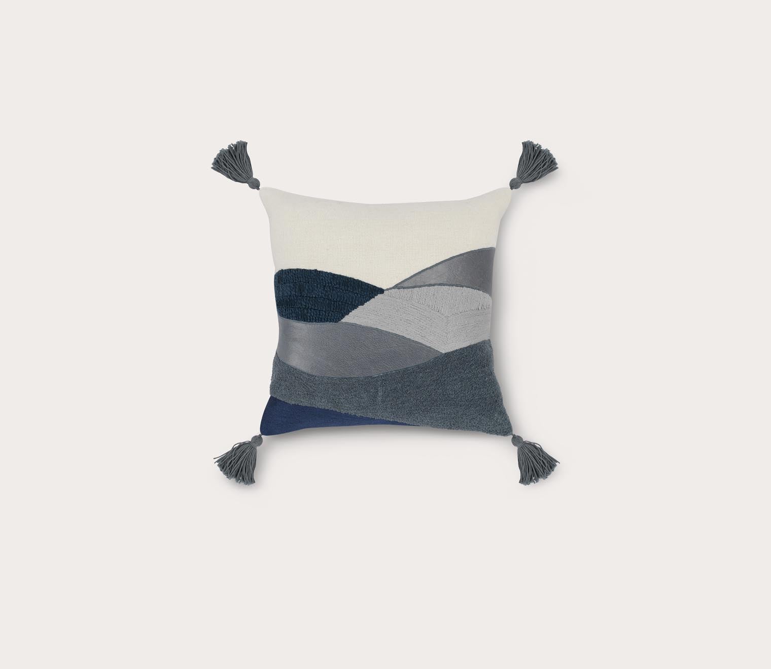 Carve Sea Fog Blue Ivory Throw Pillow