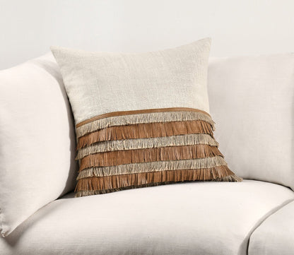 Villa by Classic Home Casa Leather Chestnut Natural Throw Pillow by Villa by Classic Home