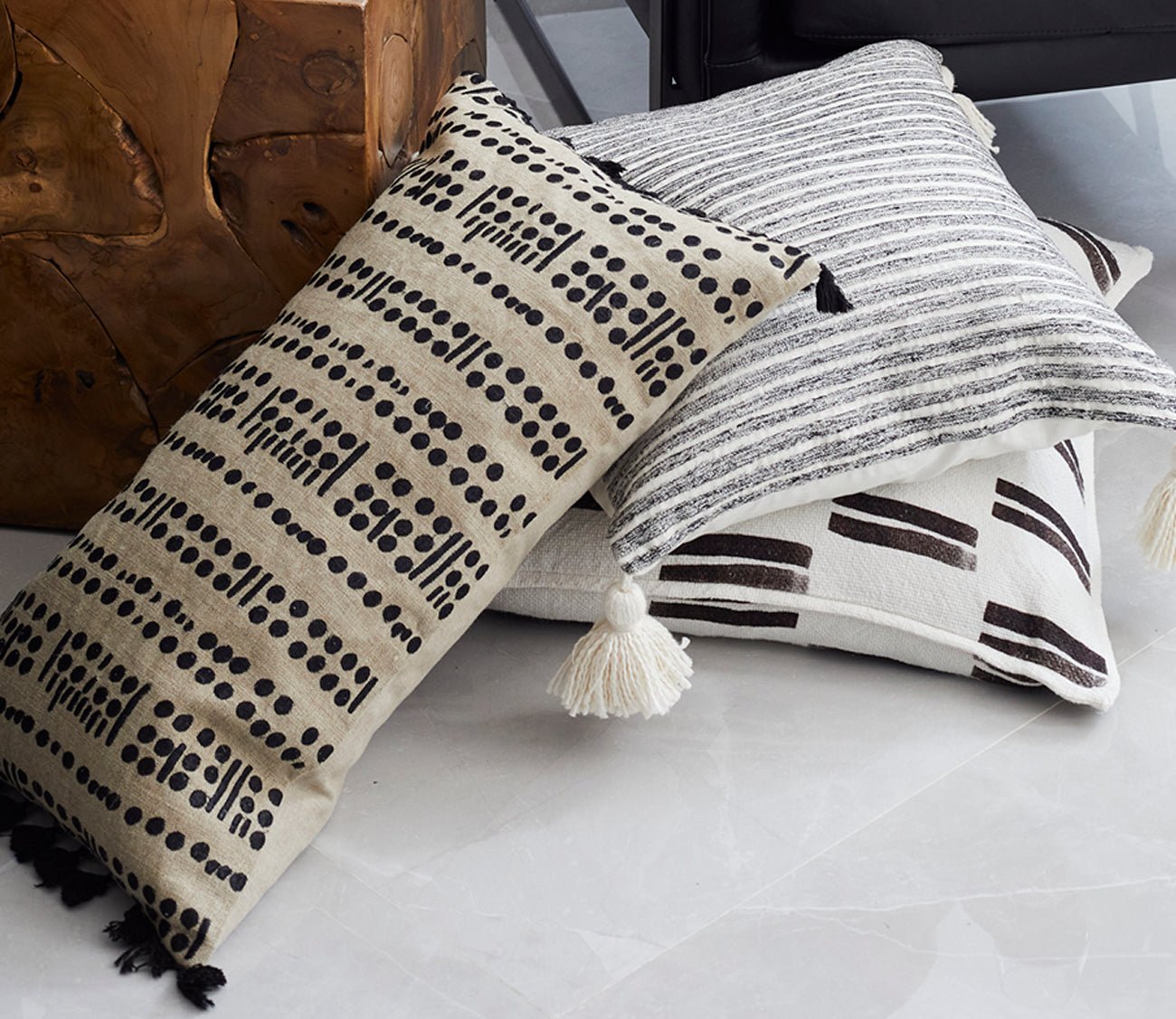 Villa by Classic Home Dunes Black Throw Pillow by Villa by Classic Home