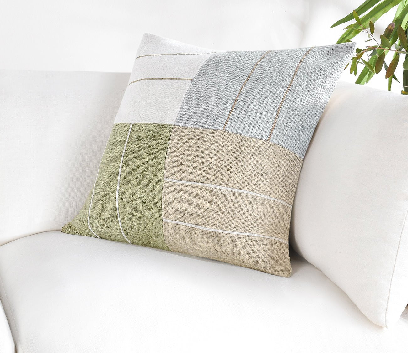 Villa by Classic Home Niya Wheat Green Multi Throw Pillow by Villa by Classic Home