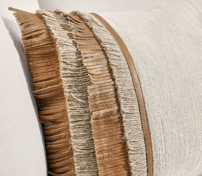 Villa by Classic Home Pottery Leather Chestnut Natural Throw Pillow by Villa by Classic Home
