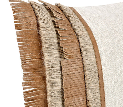 Villa by Classic Home Pottery Leather Chestnut Natural Throw Pillow by Villa by Classic Home