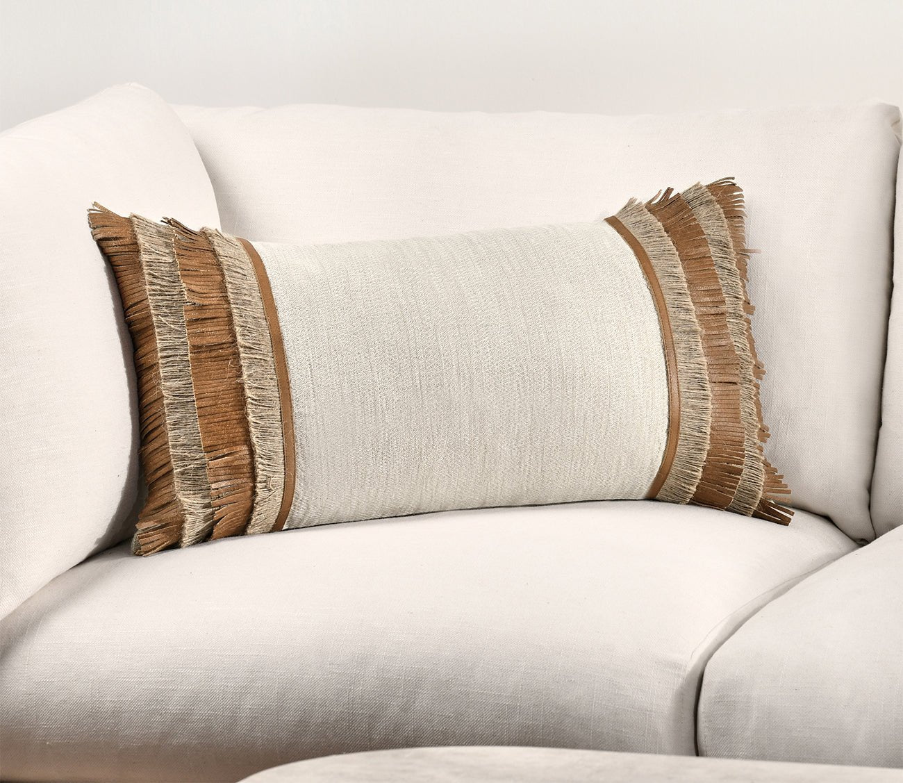 Pottery Leather Chestnut Natural Throw Pillow