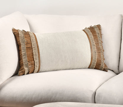 Villa by Classic Home Pottery Leather Chestnut Natural Throw Pillow by Villa by Classic Home