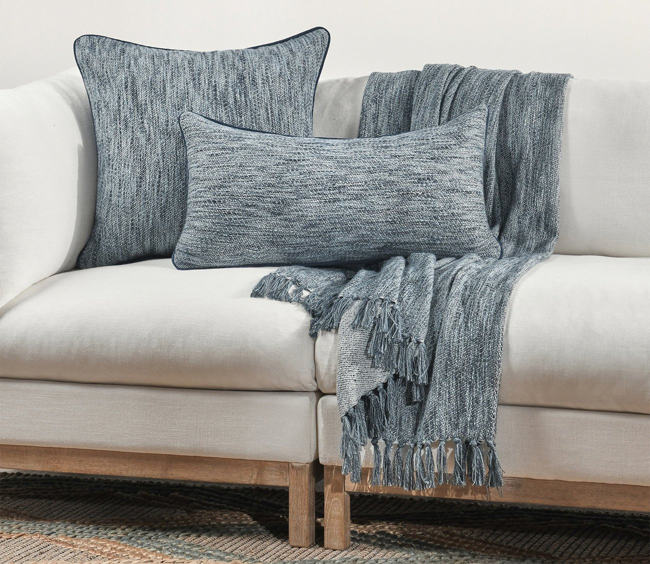 Villa by Classic Home Sharma Denim Blue Throw Pillow by Villa by Classic Home