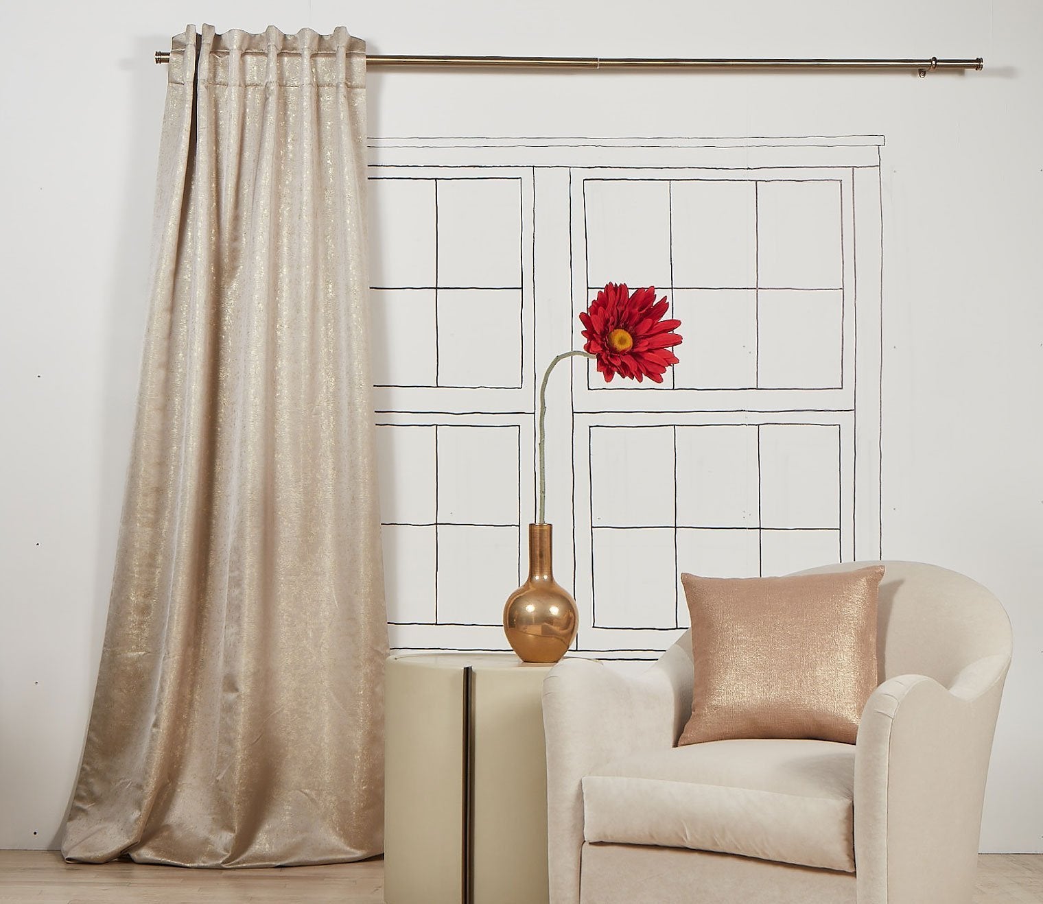 Aura Metallic Jacquard Room Darkening Curtain Panel
