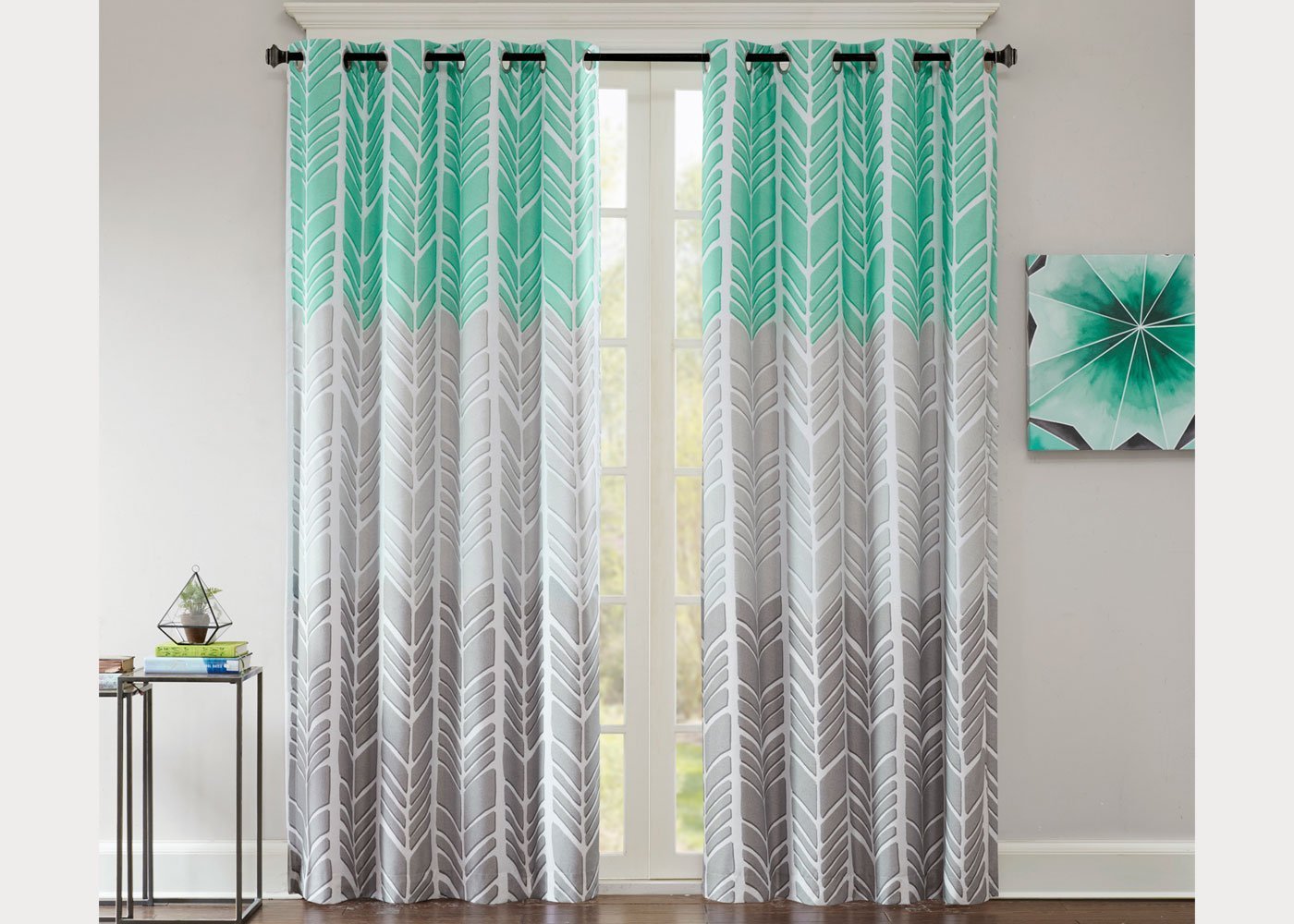 Adel Chevron Printed Blackout Grommet Top Curtain Panel by Intelligent Design