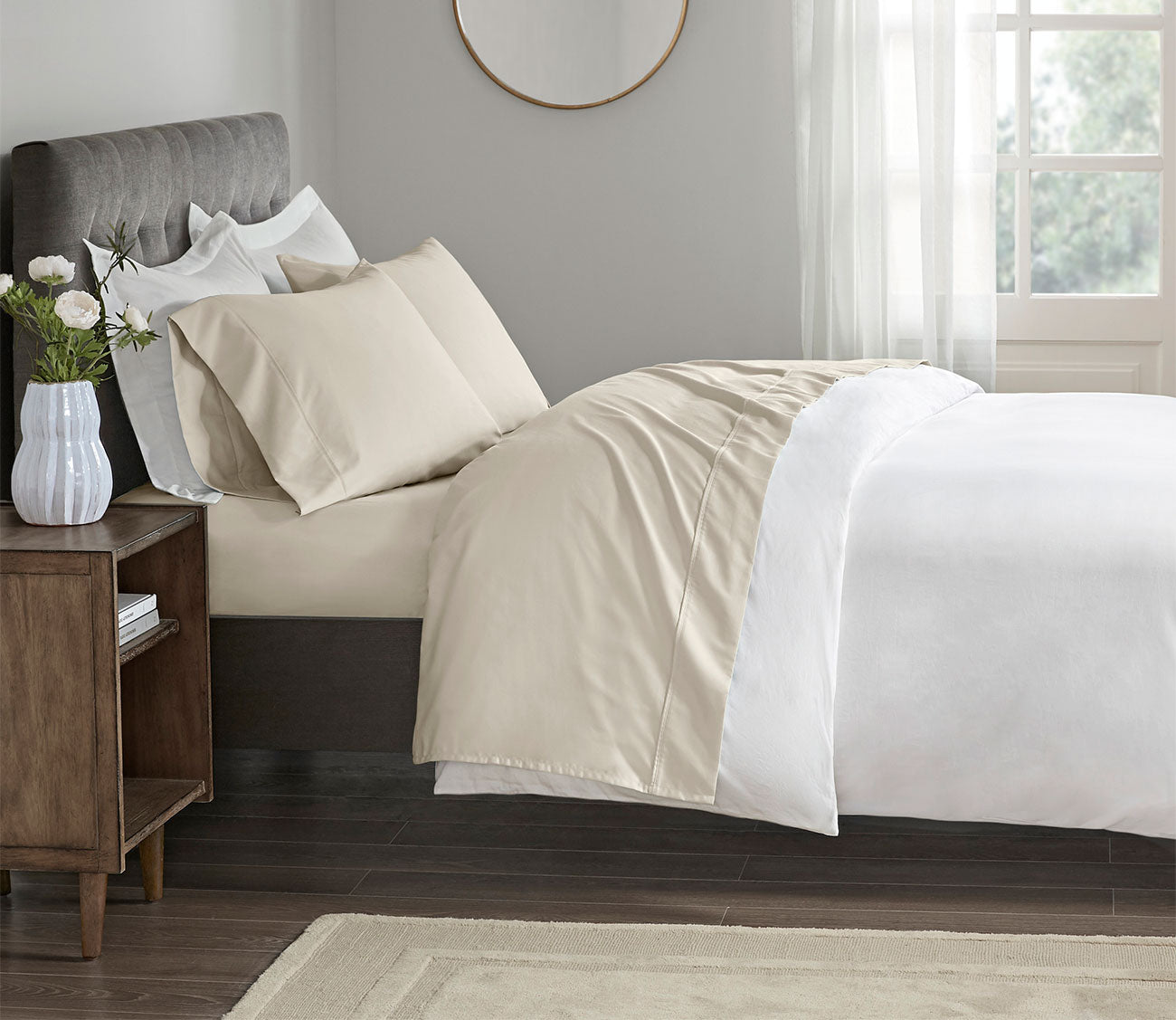 400TC Wrinkle Resistant Cotton Sateen Sheet Set by Beautyrest