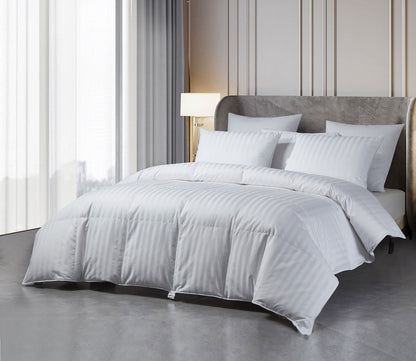 500TC Damask Stripe Cotton All Season Hungarian Goose Down Comforter by Beautyrest