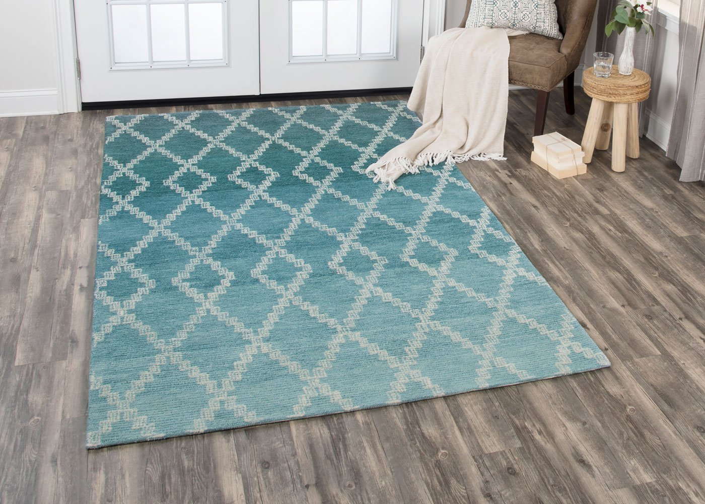 Alora Décor Ascension Lattice Teal Area Rug