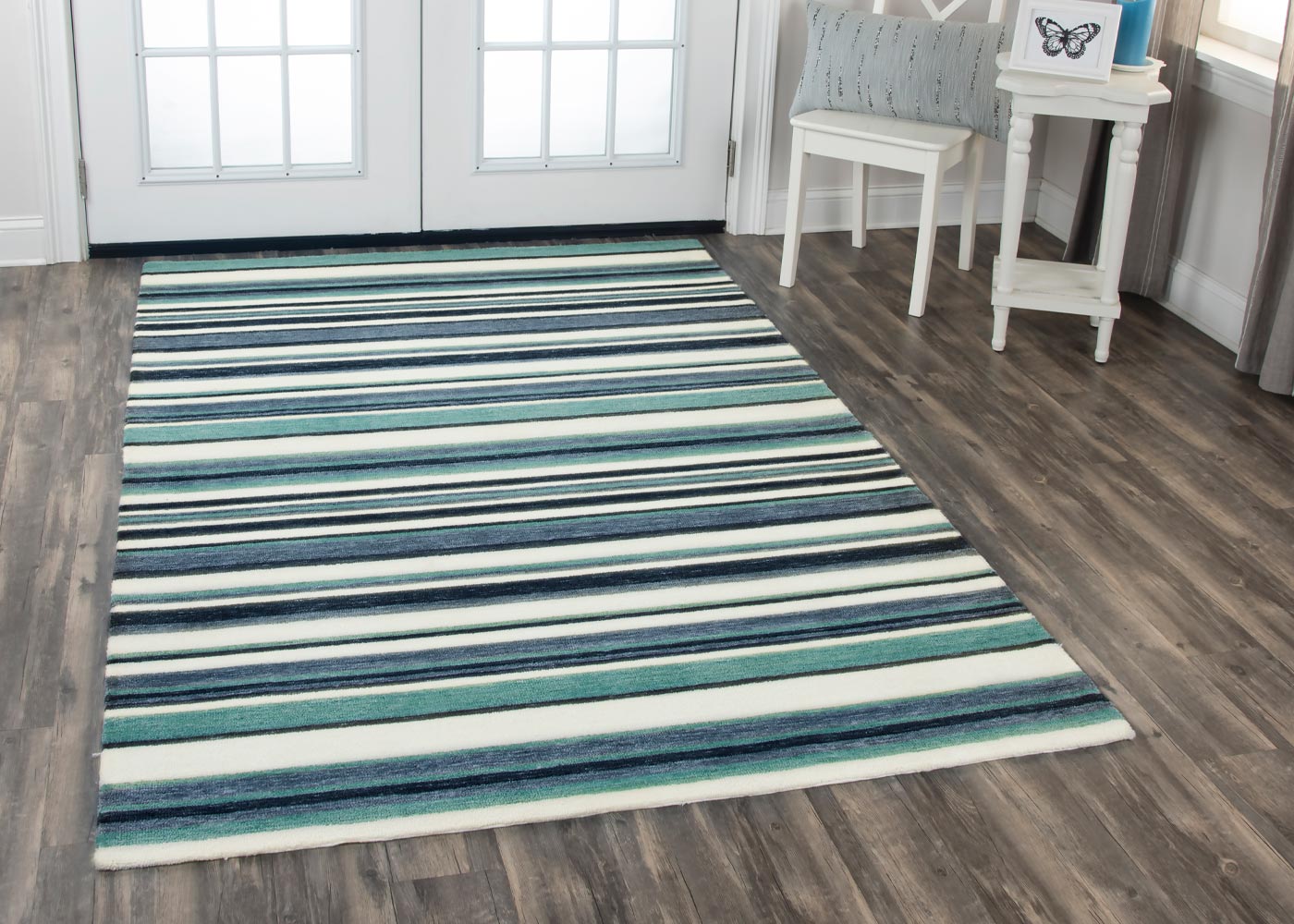 Alora Décor Bermuda Aqua Stripe Area Rug