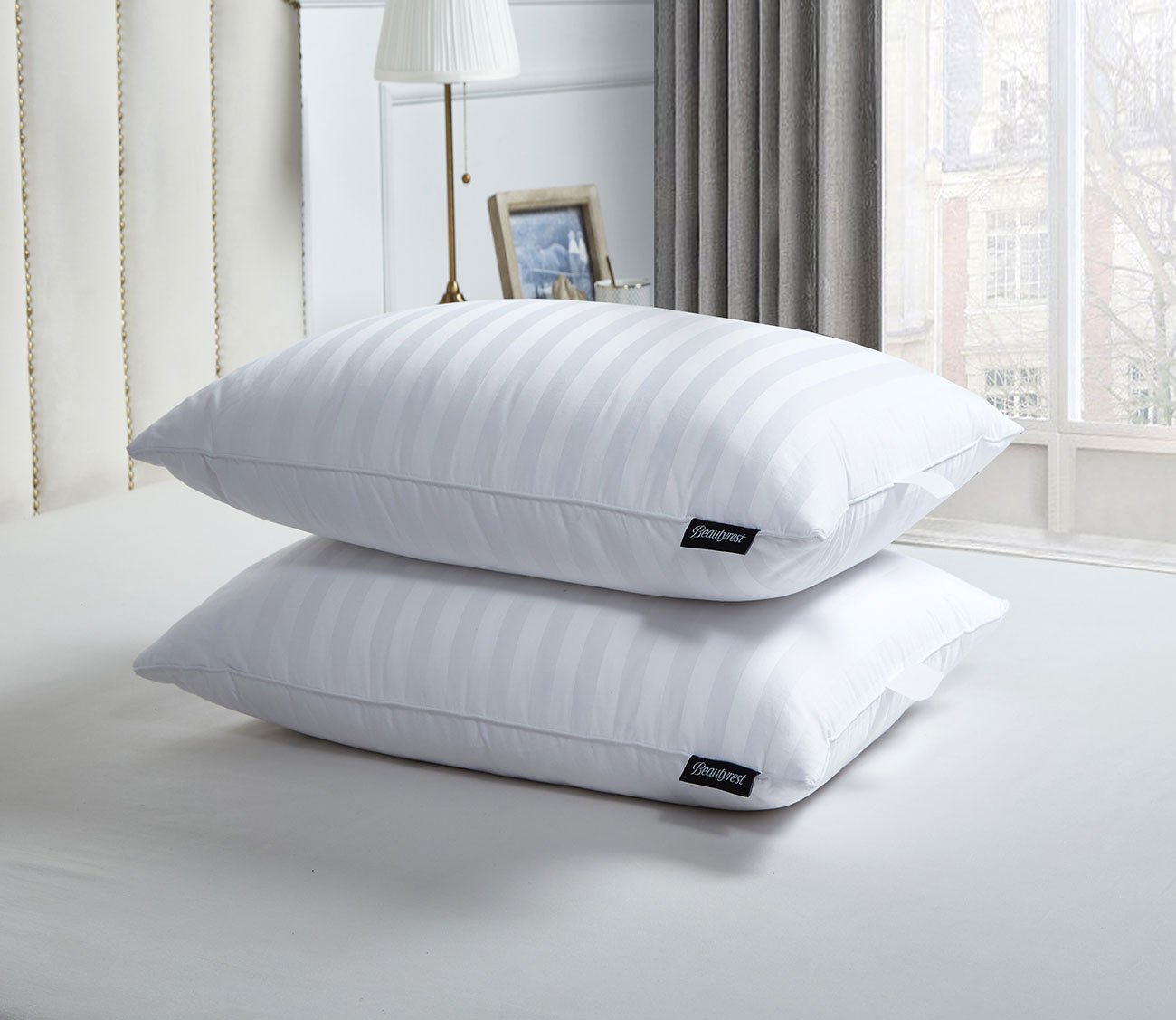 Damask Stripe Medium Firm Softy Around Feather and Down Pillow 2-Pack by Beautyrest