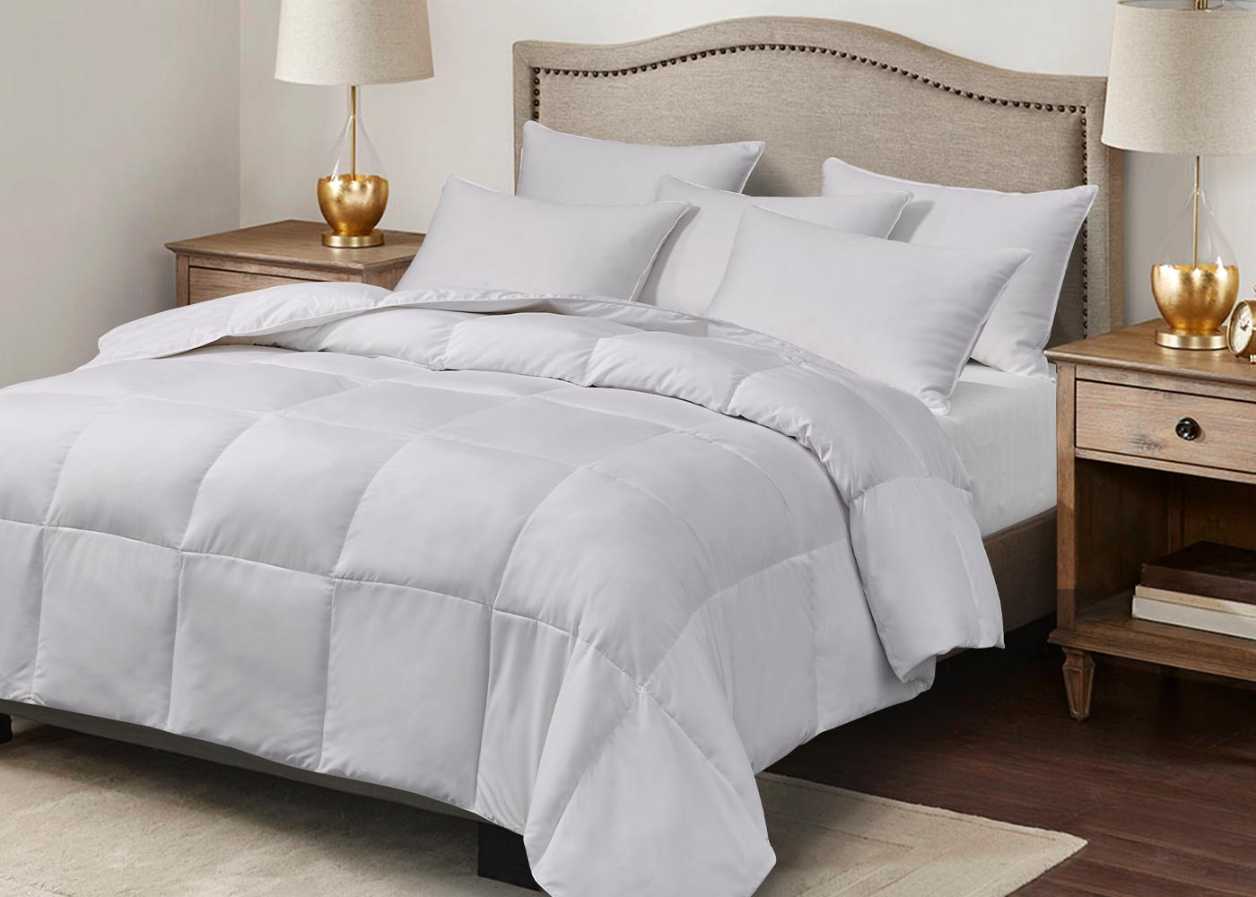 All Season Microfiber White Goose Feather and Down Fiber Comforter