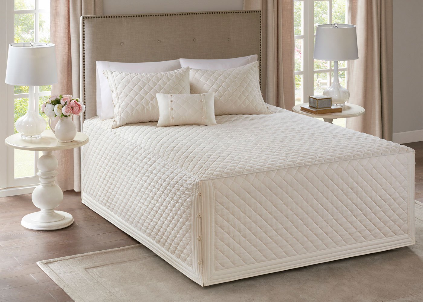 Breanna Tailored Quilted Cotton 4-Piece Bedspread Set by Madison Park