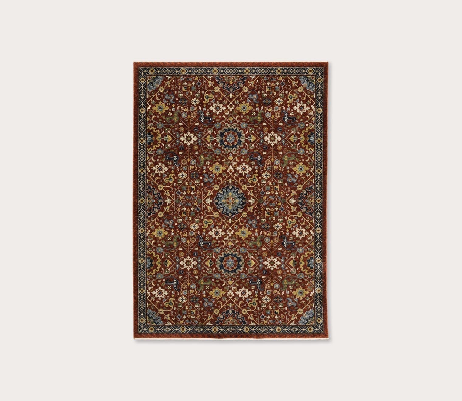 Aberdeen Traditional Oriental Red Floral Rug