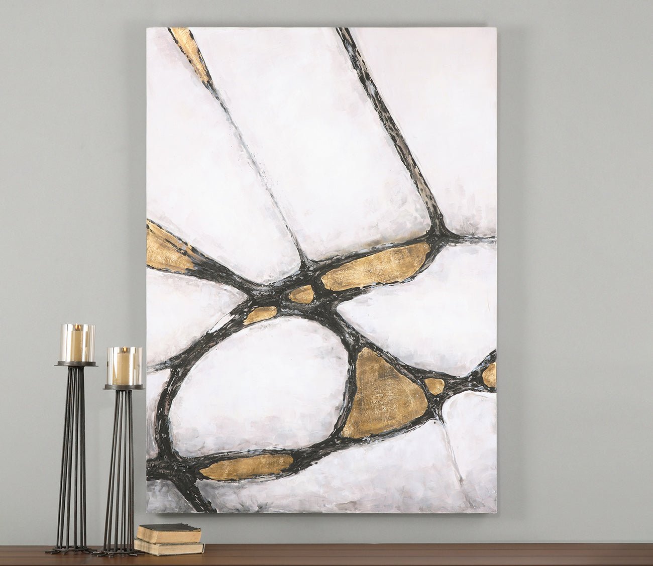 Abstract In Gold And Black Hand Painted Canvas