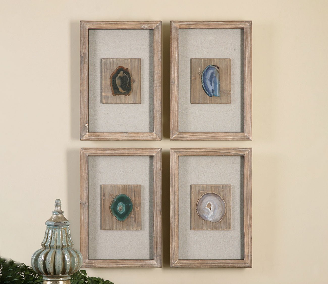 Agate Stone Shadow Box Set of 4
