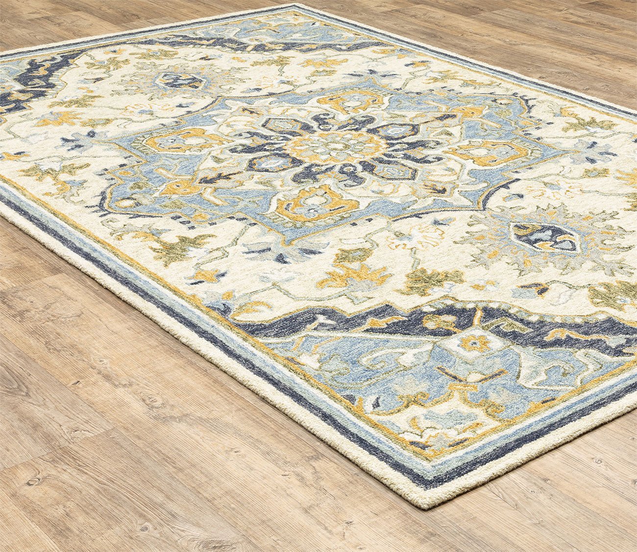 Alfresco Traditional Blue Central Medallion Rug