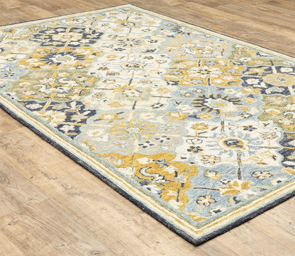 Alfresco Traditional Blue Tile Medallion Rug by Oriental Weavers